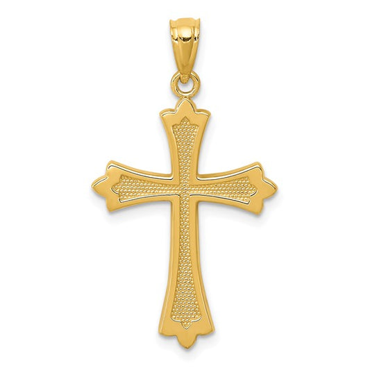 14kt Yellow Gold Budded Cross Pendant
