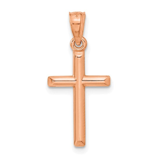 14kt Rose Gold Polished Hollow Cross Pendant