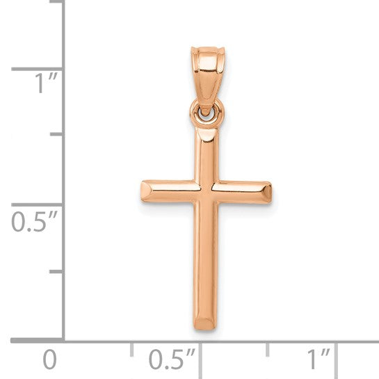 14kt Rose Gold Polished Hollow Cross Pendant