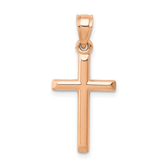14kt Rose Gold Polished Hollow Cross Pendant