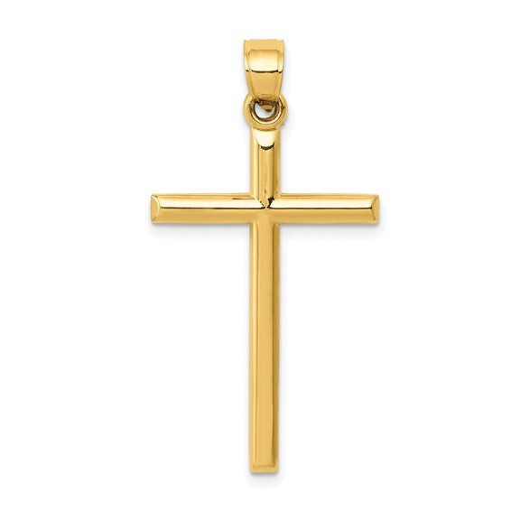 14kt Yellow Gold Polished Hollow Cross Pendant