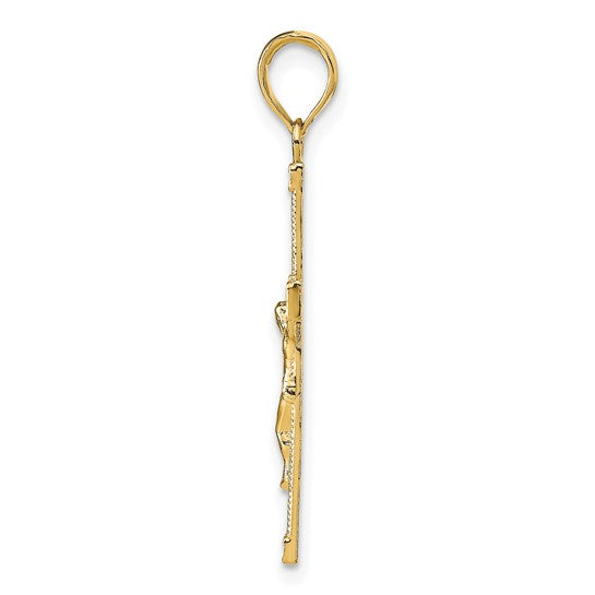 14KT Yellow Gold Diamond-cut Fancy Tipped Crucifix Pendant