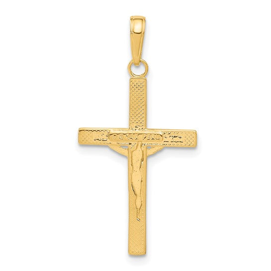 14KT Yellow Gold Diamond-cut Fancy Tipped Crucifix Pendant
