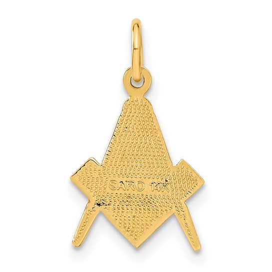 14kt Yellow Gold Polished and Textured Masonic Symbol Charm