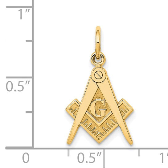14kt Yellow Gold Polished and Textured Masonic Symbol Charm