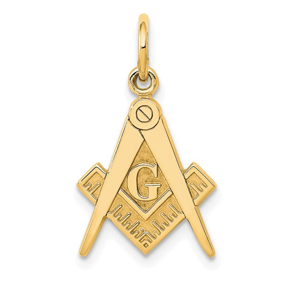 14kt Yellow Gold Polished and Textured Masonic Symbol Charm