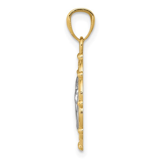 14kt Yellow Gold w/Rhodium Angel Pendant