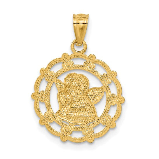 14kt Yellow Gold w/Rhodium Angel Pendant