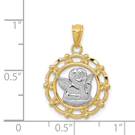 14kt Yellow Gold w/Rhodium Angel Pendant