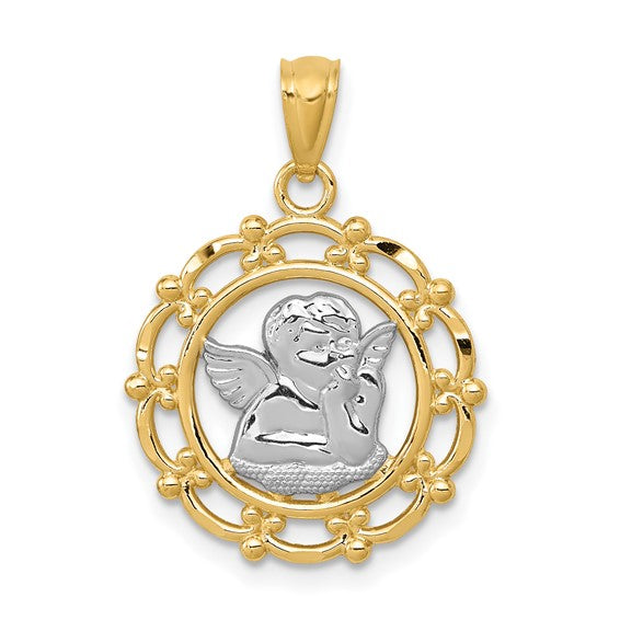 14kt Yellow Gold w/Rhodium Angel Pendant