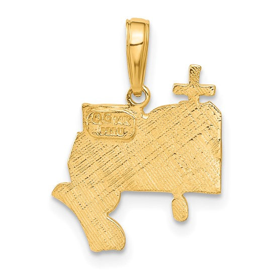 14KT Yellow Gold Bible, Praying Hands, and Cross Pendant