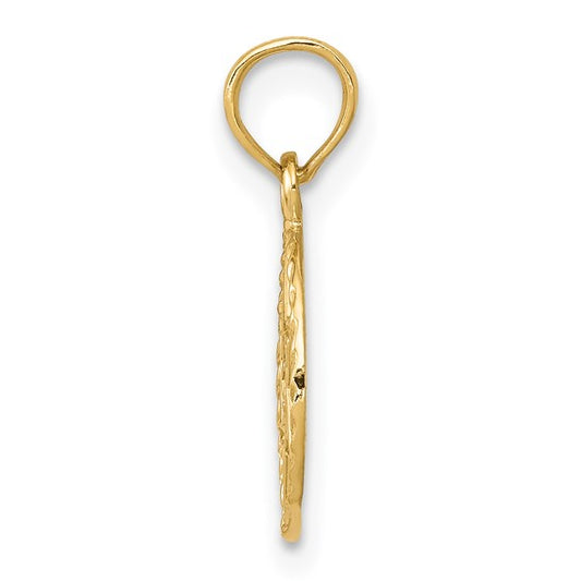 14KT Yellow Gold Star of David in Circle Frame Pendant