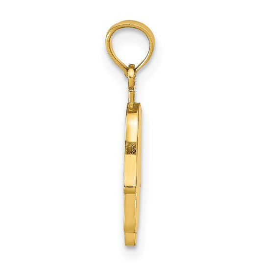 14KT Yellow Gold Large Solid Hamsa Pendant