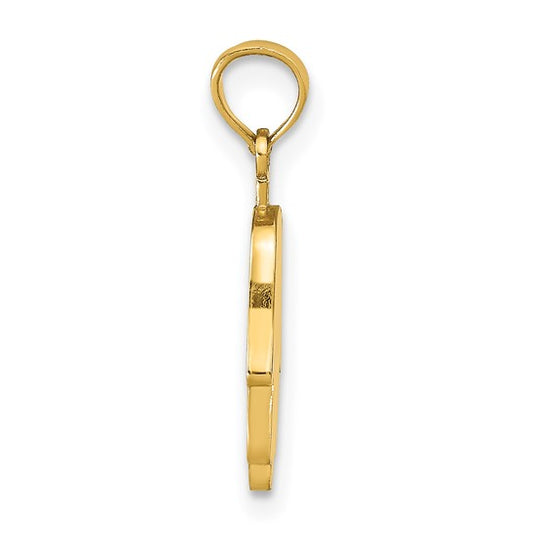 14KT Yellow Gold Large Solid Hamsa Pendant