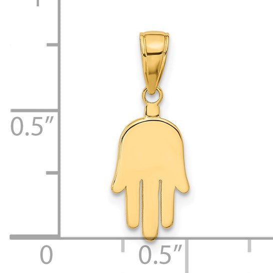 14KT Yellow Gold Large Solid Hamsa Pendant