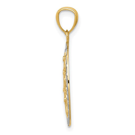 14kt Yellow Gold w/ Rhodium Tree of Life Pendant