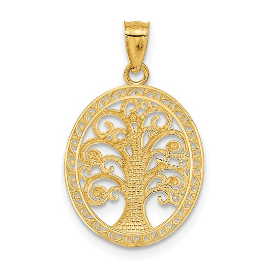 14kt Yellow Gold w/ Rhodium Tree of Life Pendant