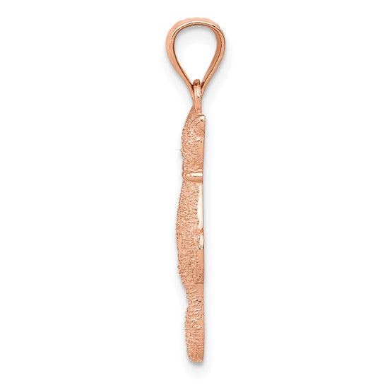 14kt Rose Gold Polished and Textured Sitting Cats Pendant