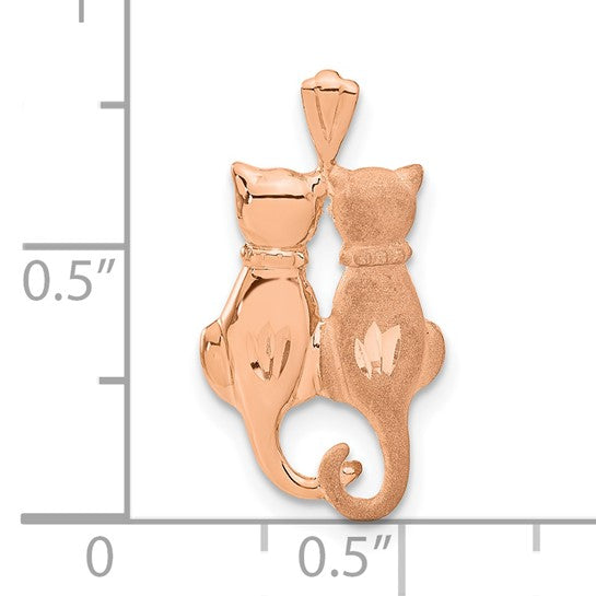 14kt Rose Gold Polished and Textured Sitting Cats Pendant