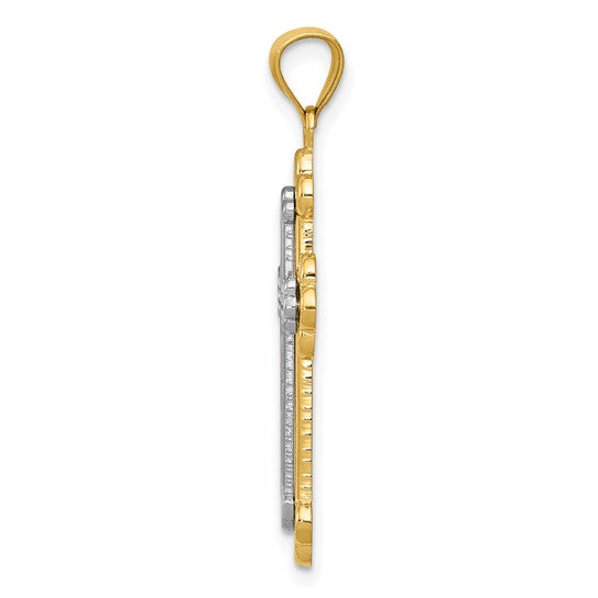 14kt Two-tone Budded Cross Pendant