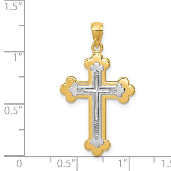 14kt Two-tone Budded Cross Pendant