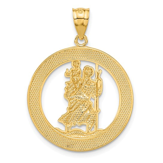 14kt Yellow Gold w/Rhodium St Christopher Pendant