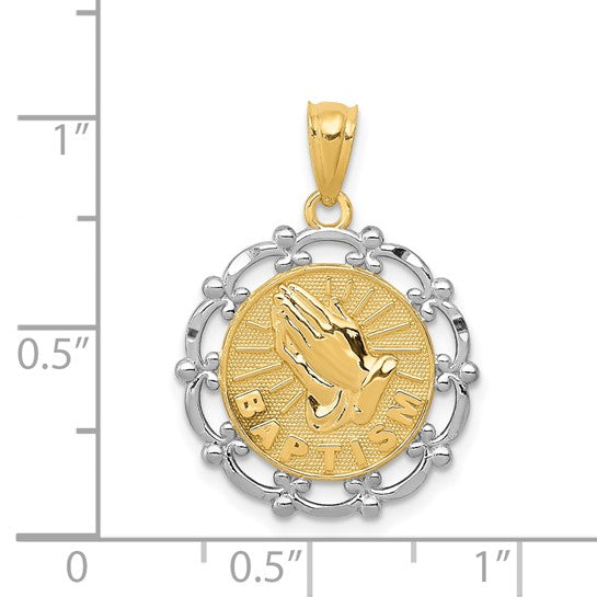 14kt Yellow Gold w/Rhodium Baptism Pendant