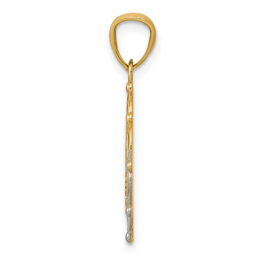 14KT Yellow Gold w/Rhodium Baptism Pendant