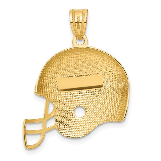 14kt Yellow Gold Brushed Football Helmet Pendant