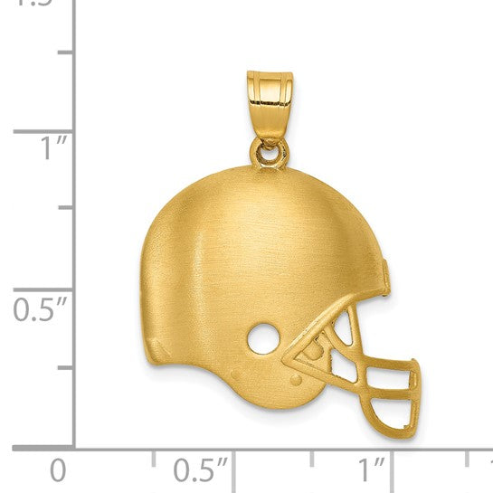 14kt Yellow Gold Brushed Football Helmet Pendant