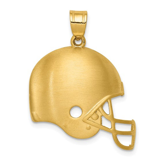 14kt Yellow Gold Brushed Football Helmet Pendant