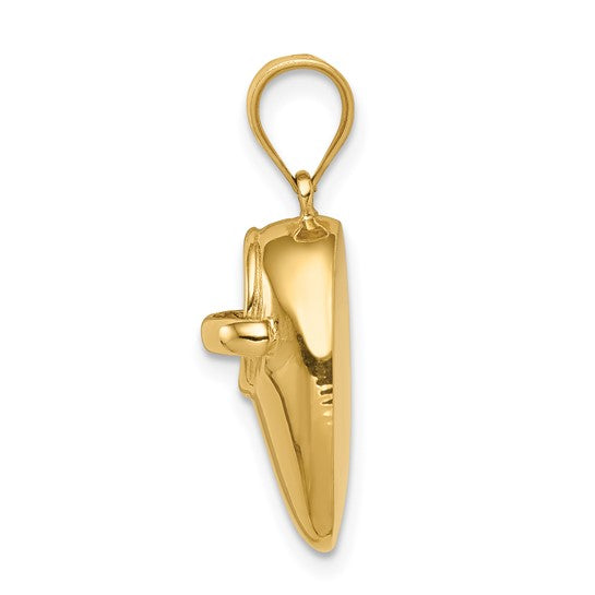 14KT Yellow Gold Polished 3D Baby Shoe Pendant