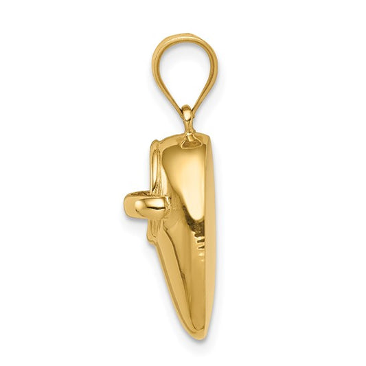 14KT Yellow Gold Polished 3D Baby Shoe Pendant