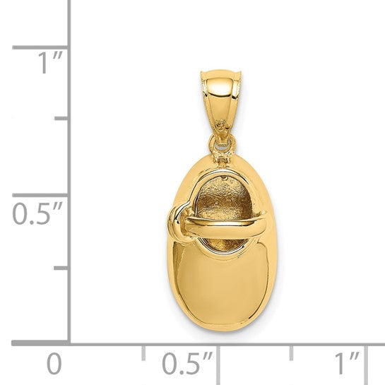 14KT Yellow Gold Polished 3D Baby Shoe Pendant