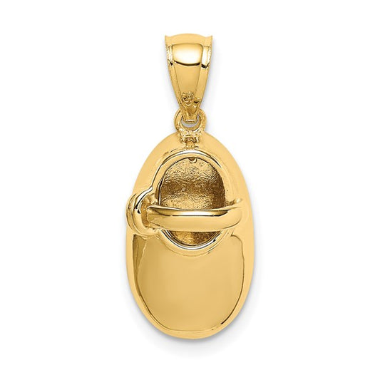 14KT Yellow Gold Polished 3D Baby Shoe Pendant
