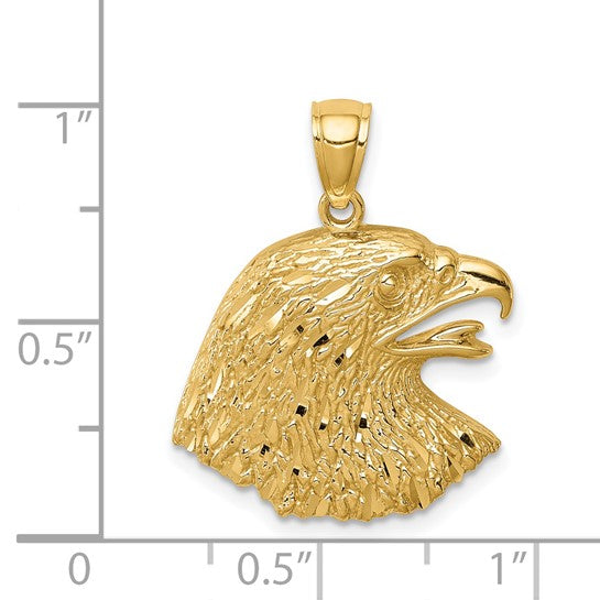 14KT Yellow Gold Diamond-Cut Eagle Pendant