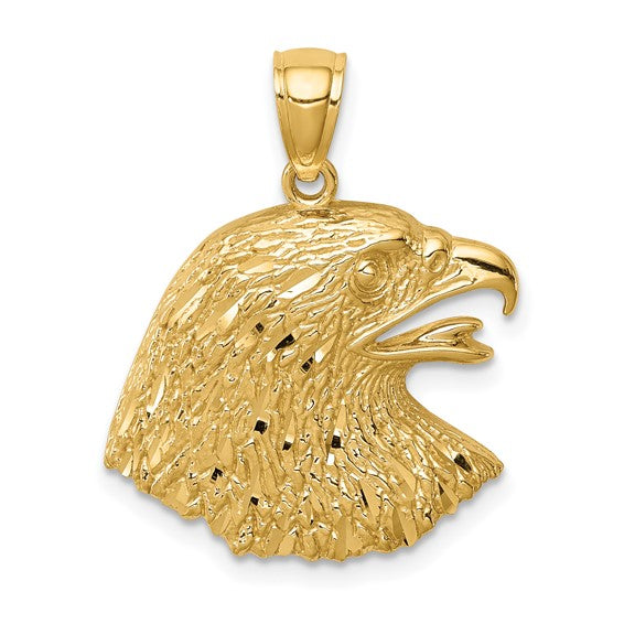 14KT Yellow Gold Diamond-Cut Eagle Pendant