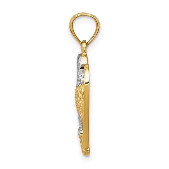 14KT Yellow Gold w/White Rhodium Eagle Pendant