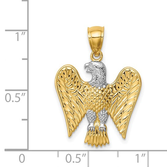 14KT Yellow Gold w/White Rhodium Eagle Pendant