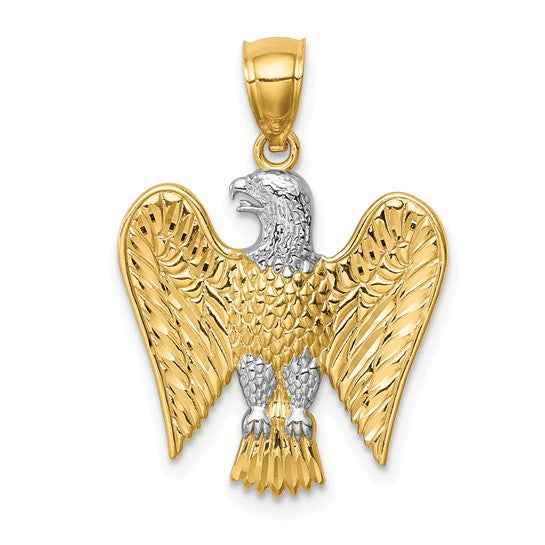 14KT Yellow Gold w/White Rhodium Eagle Pendant