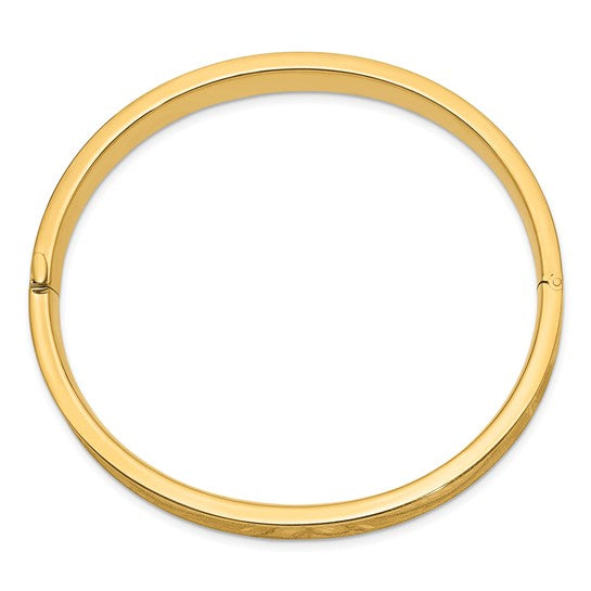 14kt Yellow Gold 5/16 Diamond-cut Concave 8.00mm Hinged Oval Bangle Bracelet