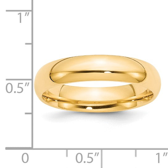 14kt Yellow Gold 5mm Standard Weight Comfort Fit Wedding Band Size 10.5