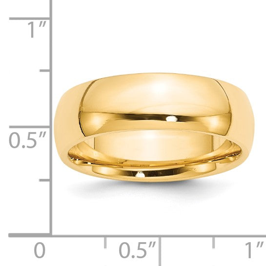 14kt Yellow Gold 7mm Standard Weight Comfort Fit Wedding Band Size 13.5