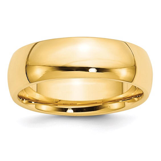 14kt Yellow Gold 7mm Standard Weight Comfort Fit Wedding Band Size 4