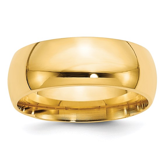 14kt Yellow Gold 8mm Standard Weight Comfort Fit Wedding Band Size 7.5