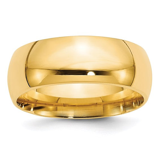 14kt Yellow Gold 8mm Standard Weight Comfort Fit Wedding Band Size 7.5