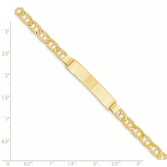 14kt Yellow Gold Polished Solid Chain/Solid Plate Anchor Link 34x7mm Plate 8 inch ID Bracelet