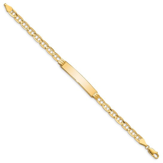 14kt Yellow Gold Polished Solid Chain/Solid Plate Anchor Link 34x7mm Plate 8 inch ID Bracelet