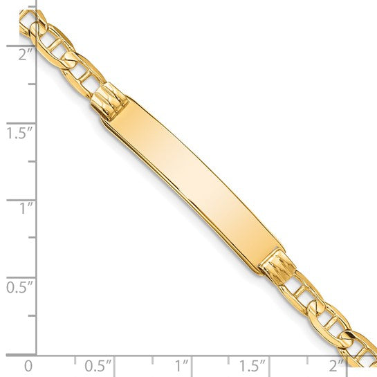 14kt Yellow Gold Polished Solid Chain/Solid Plate Anchor Link 34x7mm Plate 8 inch ID Bracelet