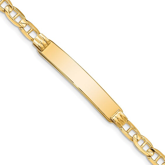 14kt Yellow Gold Polished Solid Chain/Solid Plate Anchor Link 34x7mm Plate 8 inch ID Bracelet
